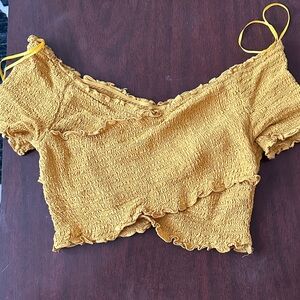 Mustard Yellow Off-Shoulder Women's Crop Top